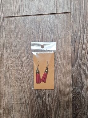 Home Made Red Tassel Drop Earrings - Unbranded Women Jewelry